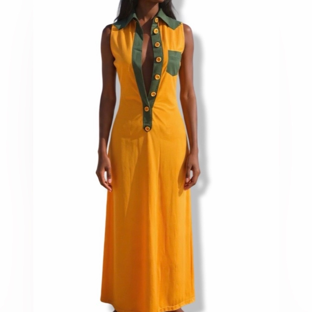 Iceberg vintage Orange and green Sleeveless Maxi Dress